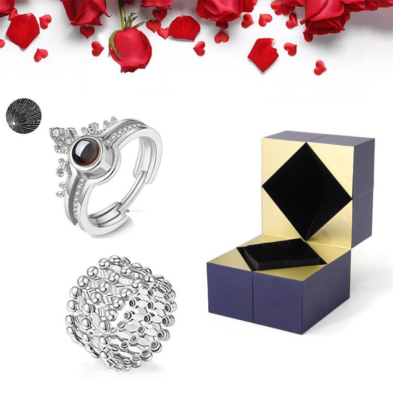 Silver Ring, Bracelet And Puzzle Jewelry Box