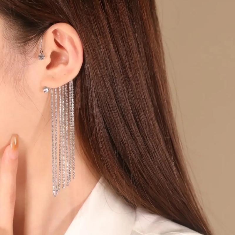 Sparkling Diamond Tassel Earrings (2PCS one Set)