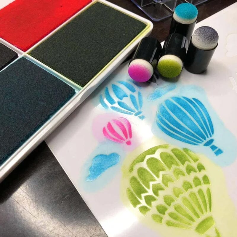 DIY Embossing Painting Template with Inkpad Fingertip Applicator Tool