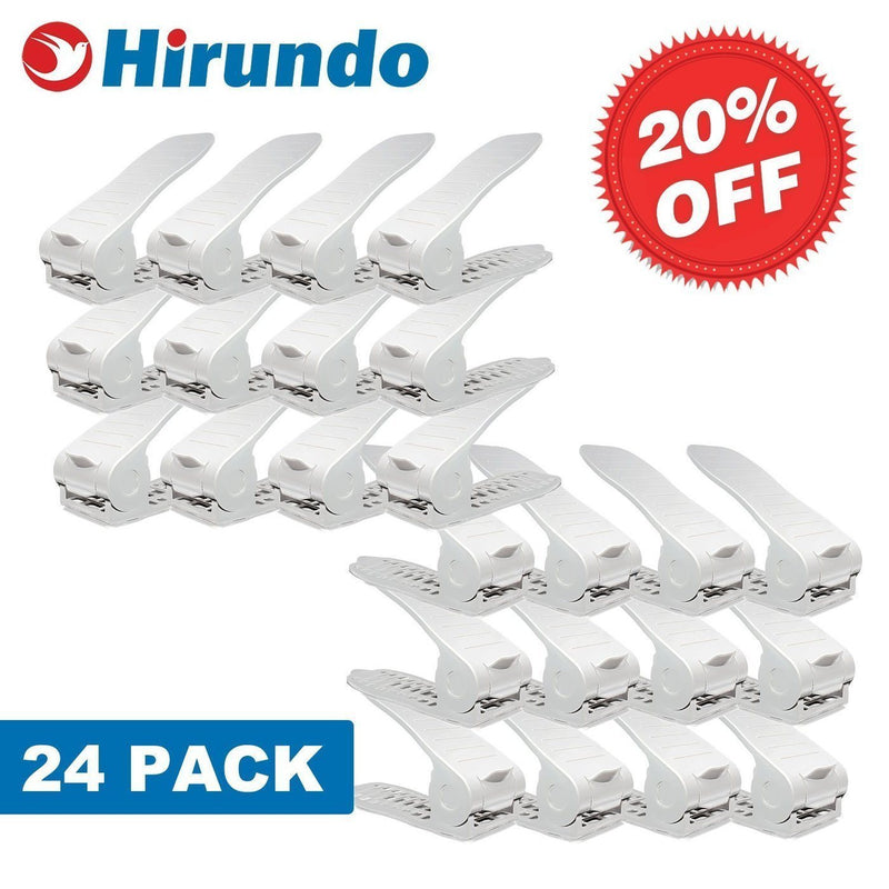 Hirundo Adjustable Shoe Rack Space Saver (White/Black)