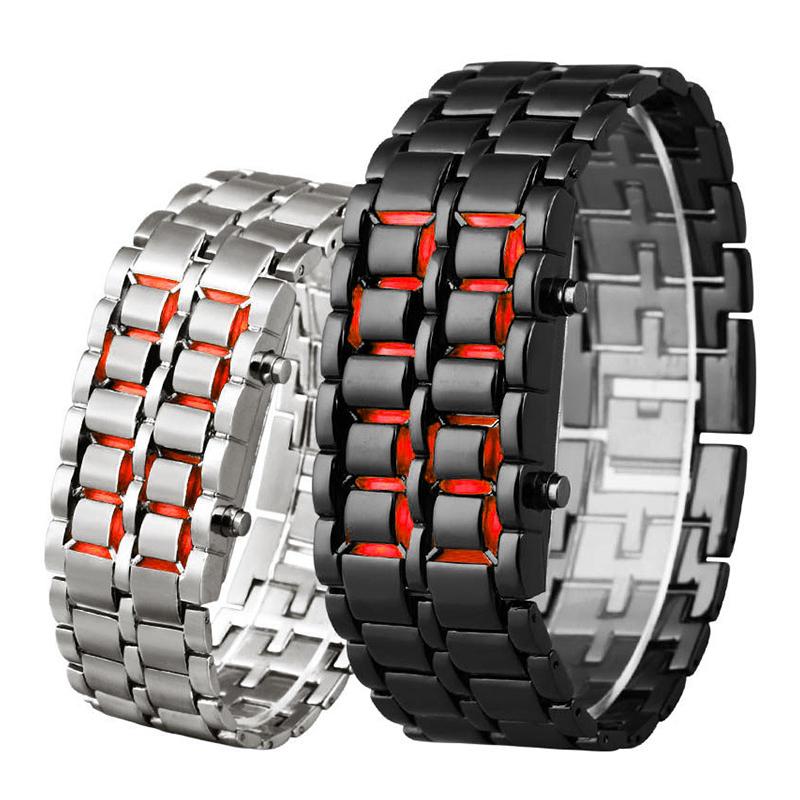 Men‘s Lava LED Digital Stainless Steel Bracelet Watch