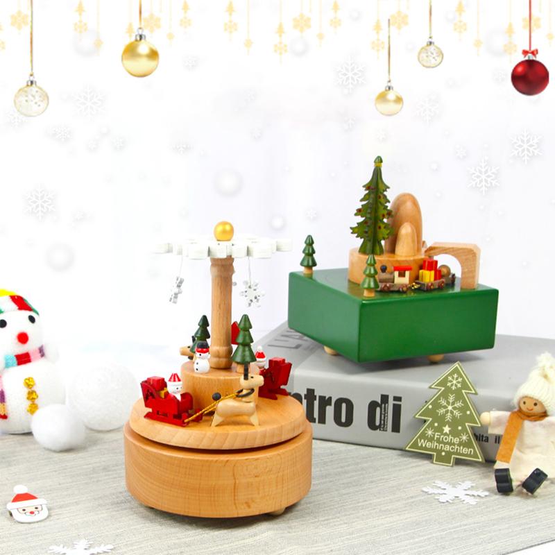 Handmade Christmas Ornaments Quality Wooden Musical Box