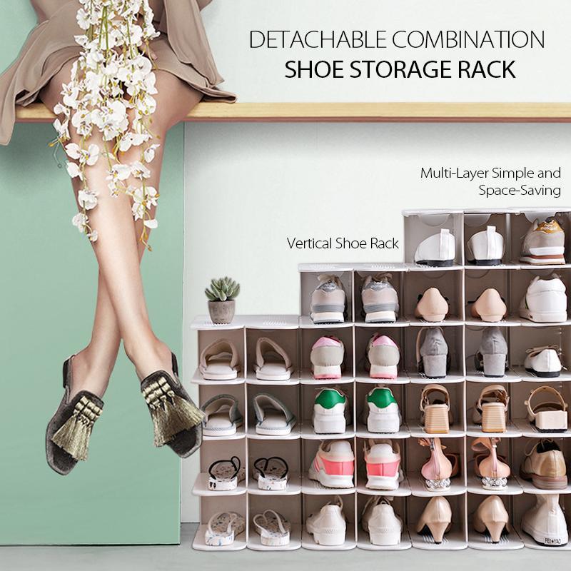 Vertical Shoe Rack Layer 6 Plastic Detachable Combination Shoe Storage Rack