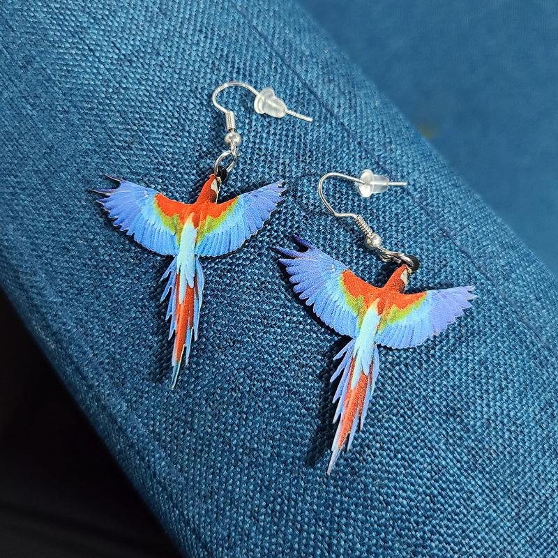 Acrylic Drop Bird Earrings