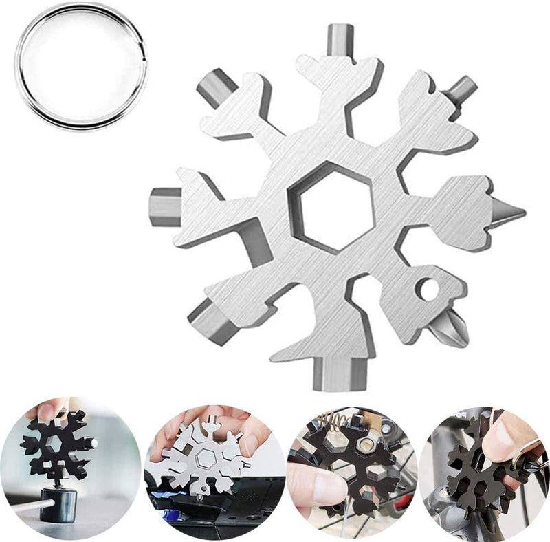 Amenitee™ 18-in-1 stainless steel snowflakes multi-tool&keychain