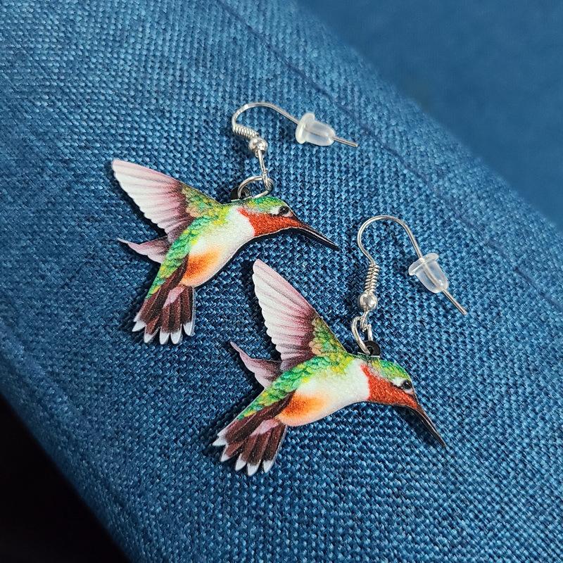 Acrylic Drop Bird Earrings