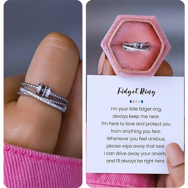 🎁Fidget Jewelry Gift For Daughter/Granddaughter, 💝Adjustable Anxiety Meditation Ring